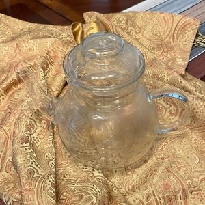 Princess House Hand-blown Etched Glass Tea Pot with Infusor